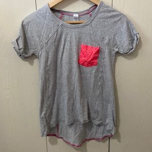 Ivivva Light Grey Tee with Neon Pink Pocket